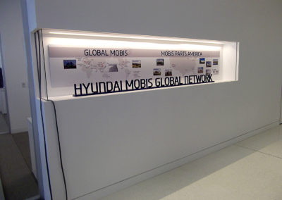 Custom Designed and Fabricated Interior Display and Sign for Hyundai Mobis Global Network