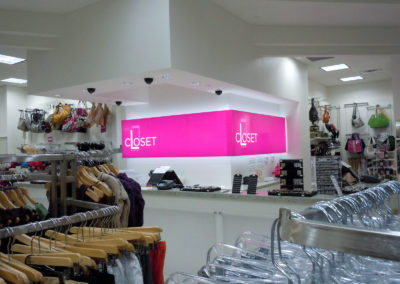 Interior illuminated Back Counter Sign for Closet Fashion