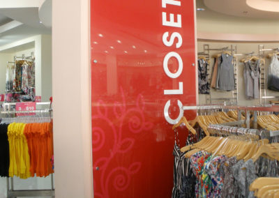 Interior Display Sign and Architectural Fabrication for Closet Fashion