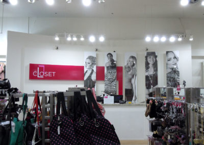 Interior Counter Sign and Display Graphics for Closet Fashion