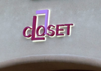 Custom Back Lit Channel Letter Sign for Closet Fashion