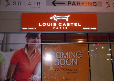 Custom Designed and Fabricated Exterior Fascia Sign for Louis Castel