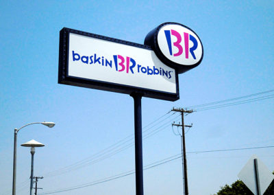 Custom pole sign, for Baskin Robbins by Amazing Signs - sign company.
