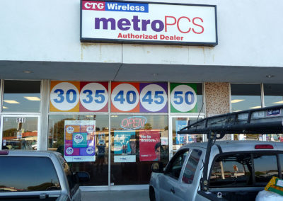 Storefront sign for Metro PCS, by Amazing Signs - sign company.