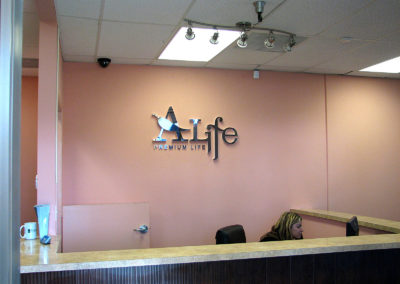 Custom Designed and Fabricated Interior Dimensional Wall Sign for ALife - view 2