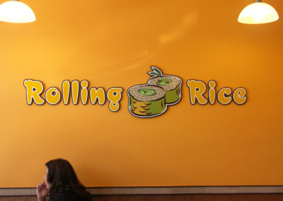 Custom Designed and Fabricated Interior Dimensional Wall Sign for Rolling Rice