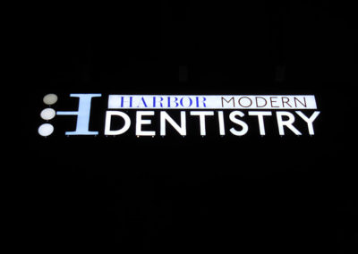 Custom Channel Letters Sign for Harbor Modern Dentistry - night view