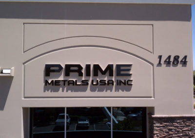 Custom Designed and Fabricated Exterior Dimensional Wall Sign for Prime